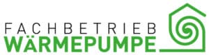 Logo Fachbetrieb für Wärmepumpe mit grünem Symbol.